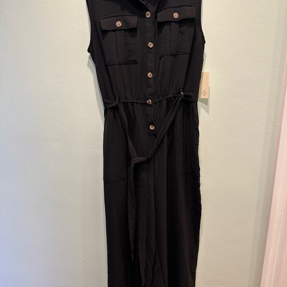 Sleeveless Black Button-Down Dress